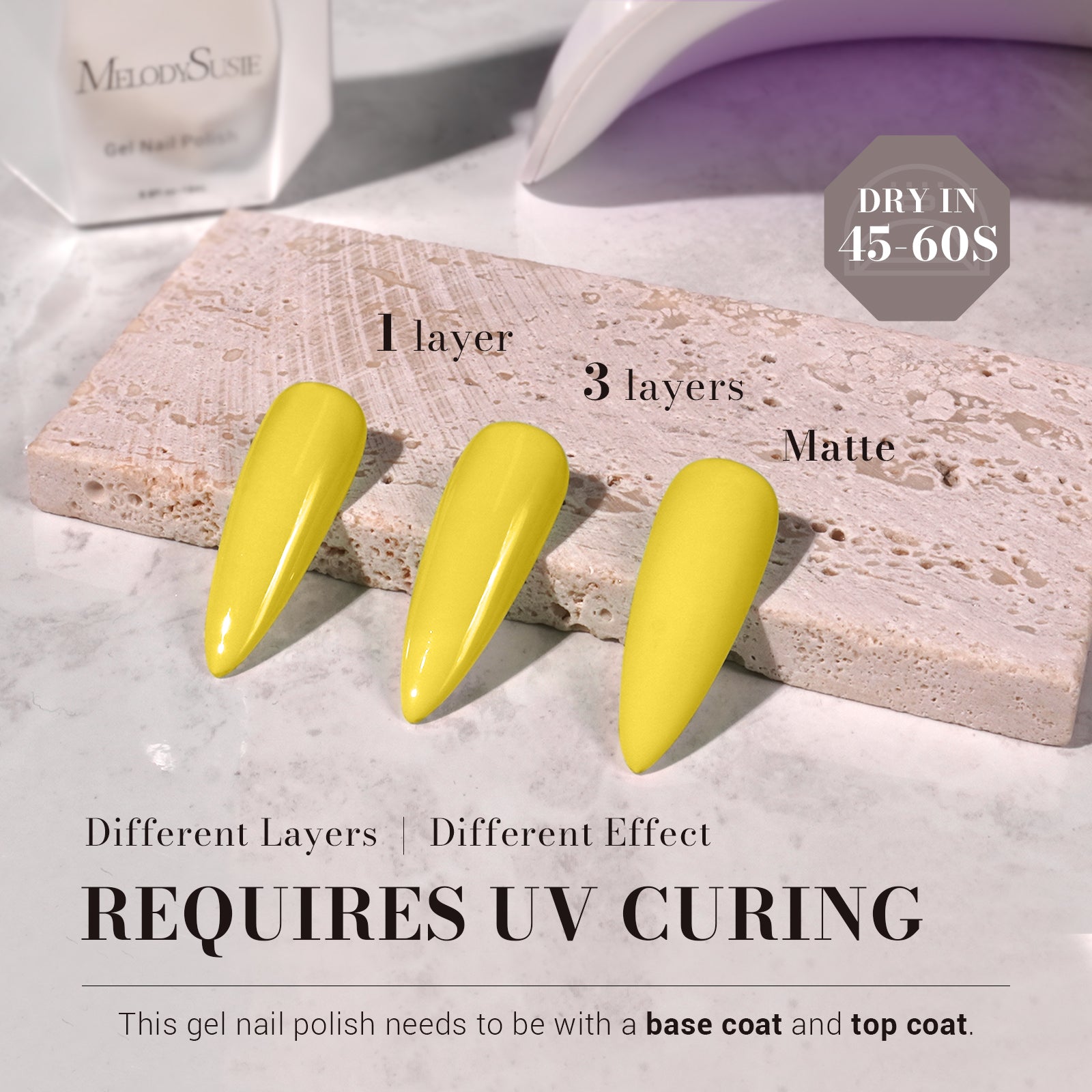 301 Lemonade Yellow - TPO-Free Faster UV Curing Gel Nail Polish 0.5 fl oz/15ml - 图片3