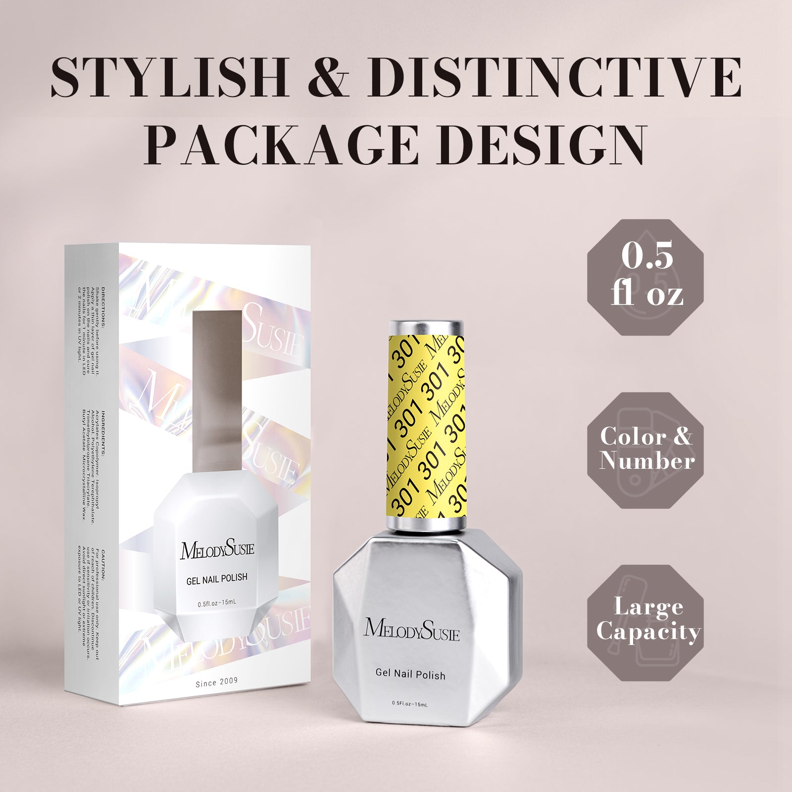 301 Lemonade Yellow - TPO-Free Faster UV Curing Gel Nail Polish 0.5 fl oz/15ml - 图片6