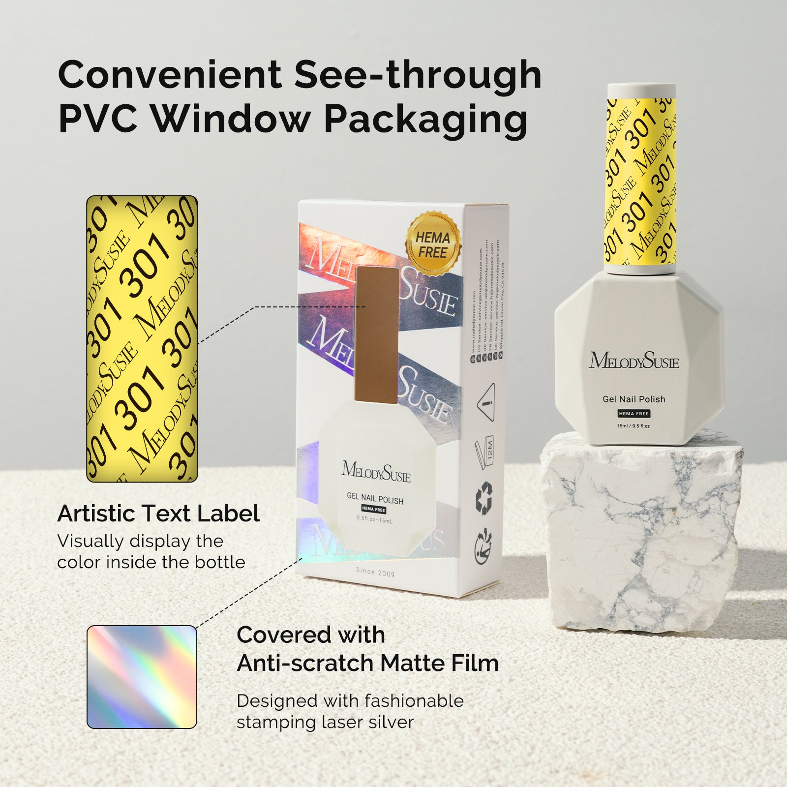 301 Lemonade Yellow - HEMA-Free Gel Nail Polish 0.5 fl oz/15ml - 图片6