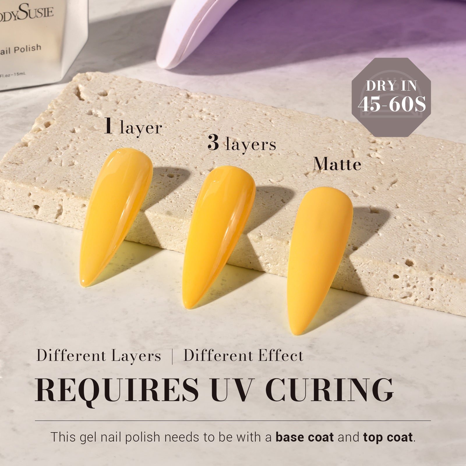 302 Almond Yellow - TPO-Free Faster UV Curing Gel Nail Polish 0.5 fl oz/15ml - 图片3