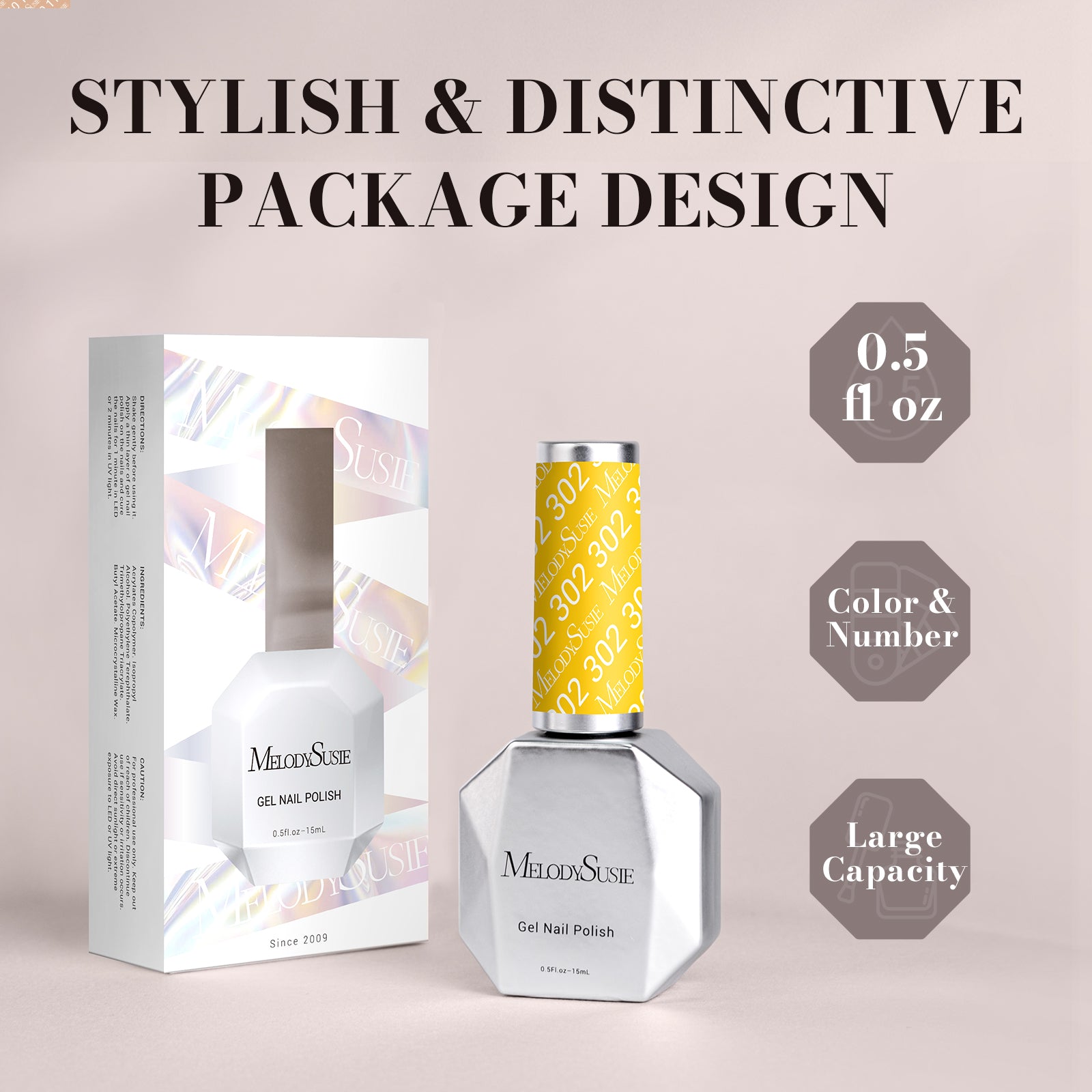 302 Almond Yellow - TPO-Free Faster UV Curing Gel Nail Polish 0.5 fl oz/15ml - 图片7