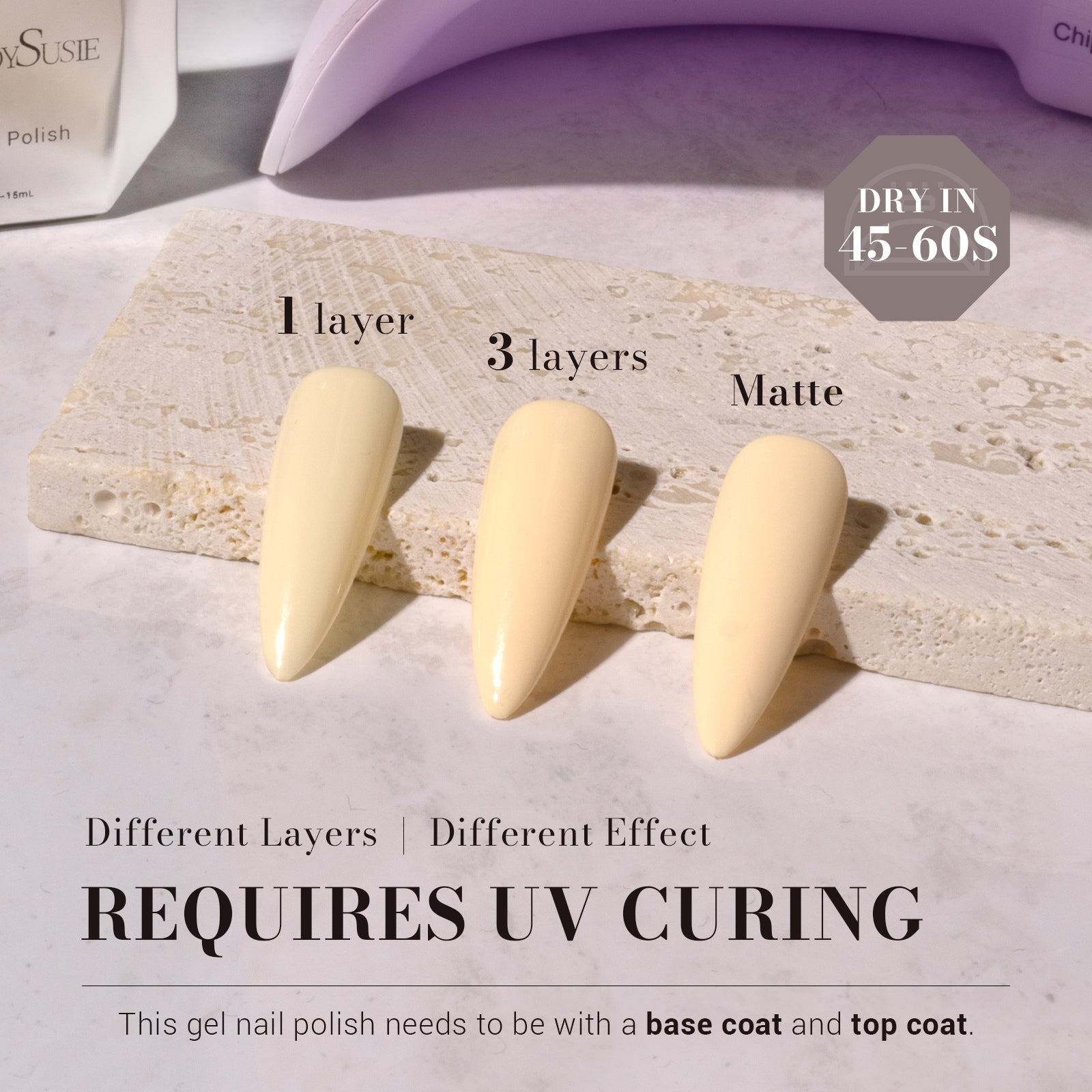 310 Creamy Yellow - TPO-Free Faster UV Curing Gel Nail Polish 0.5 fl oz/15ml - 图片3