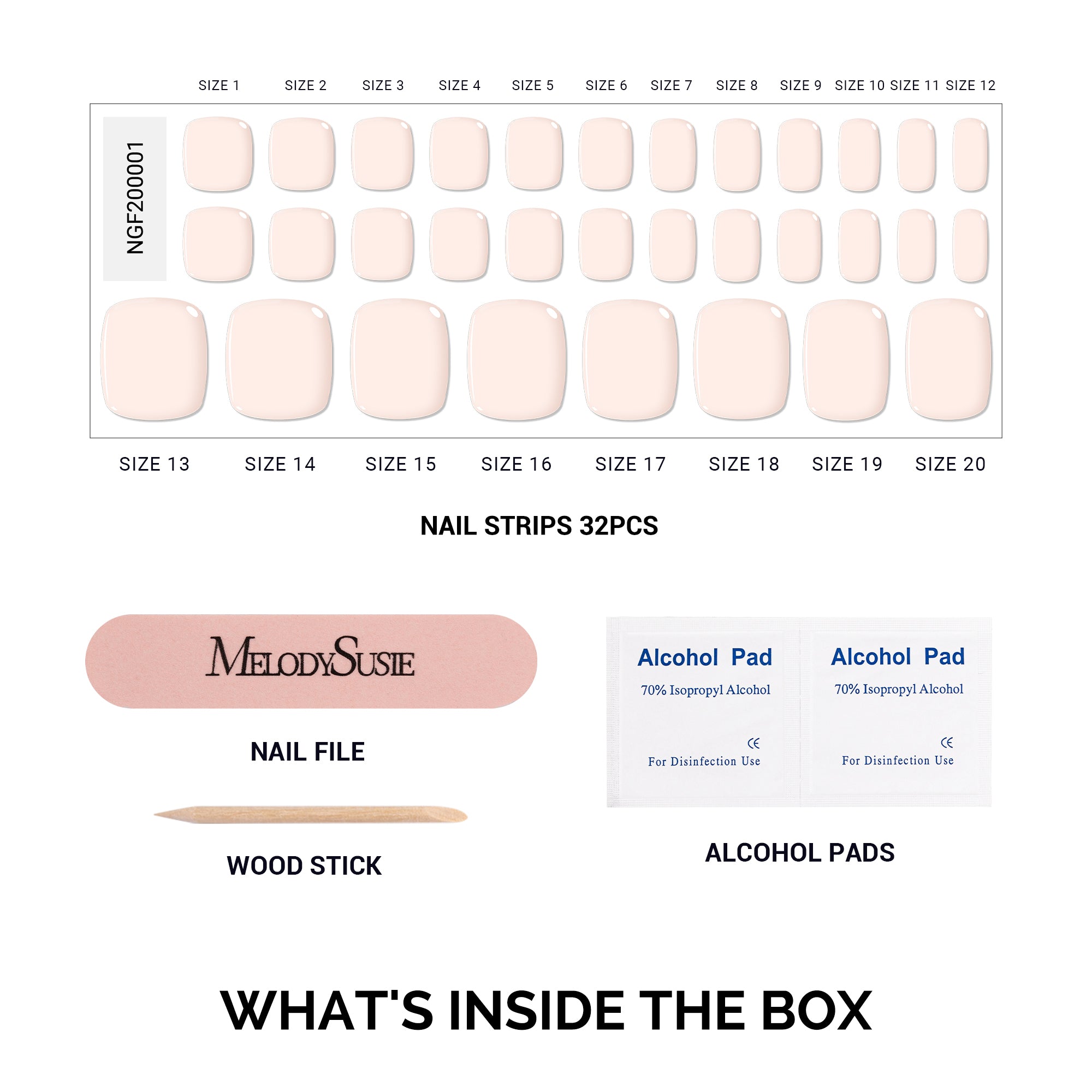 32Pcs Semi Cured Gel Toe Nail Strips - 图片4