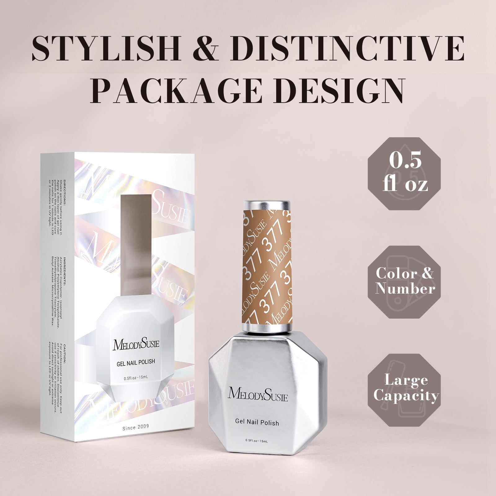 377 Nude Brown - TPO-Free Faster UV Curing Gel Nail Polish 0.5 fl oz/15ml - 图片6