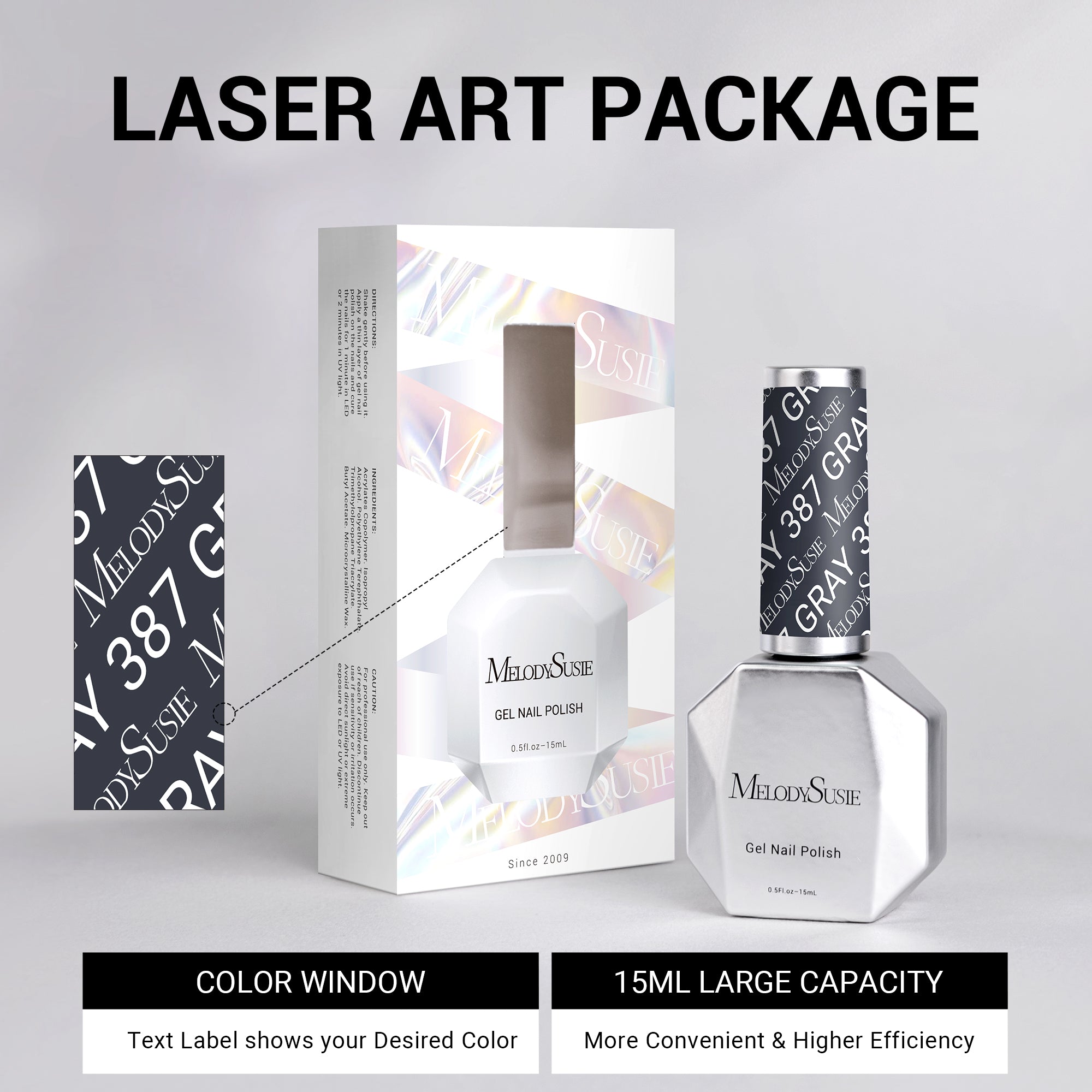 387 Dark Gray - TPO-Free Thick Gel Nail Polish(15ml) - 图片6