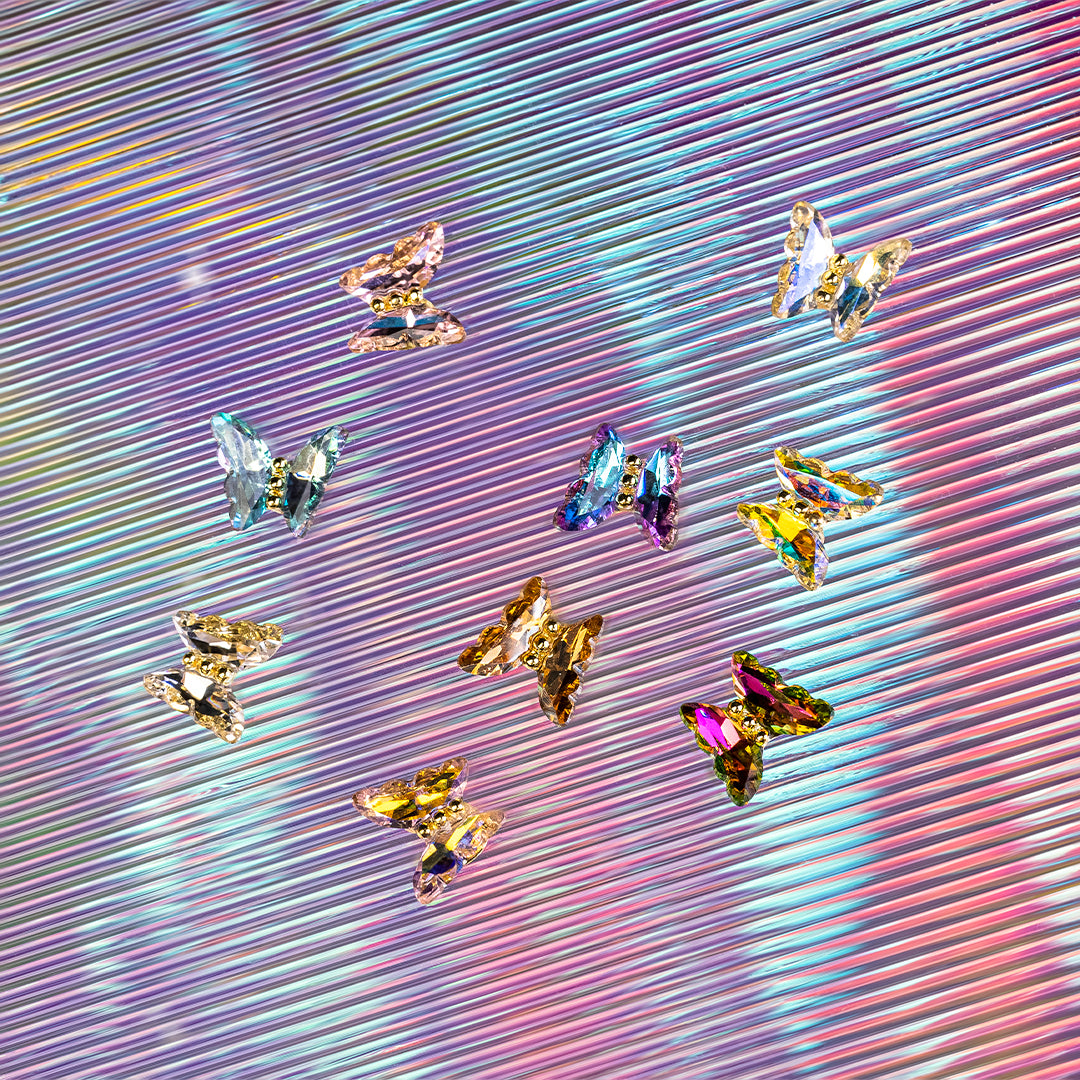 3D Butterfly Shape Glamour Aurora Nail Rhinestones - 图片4