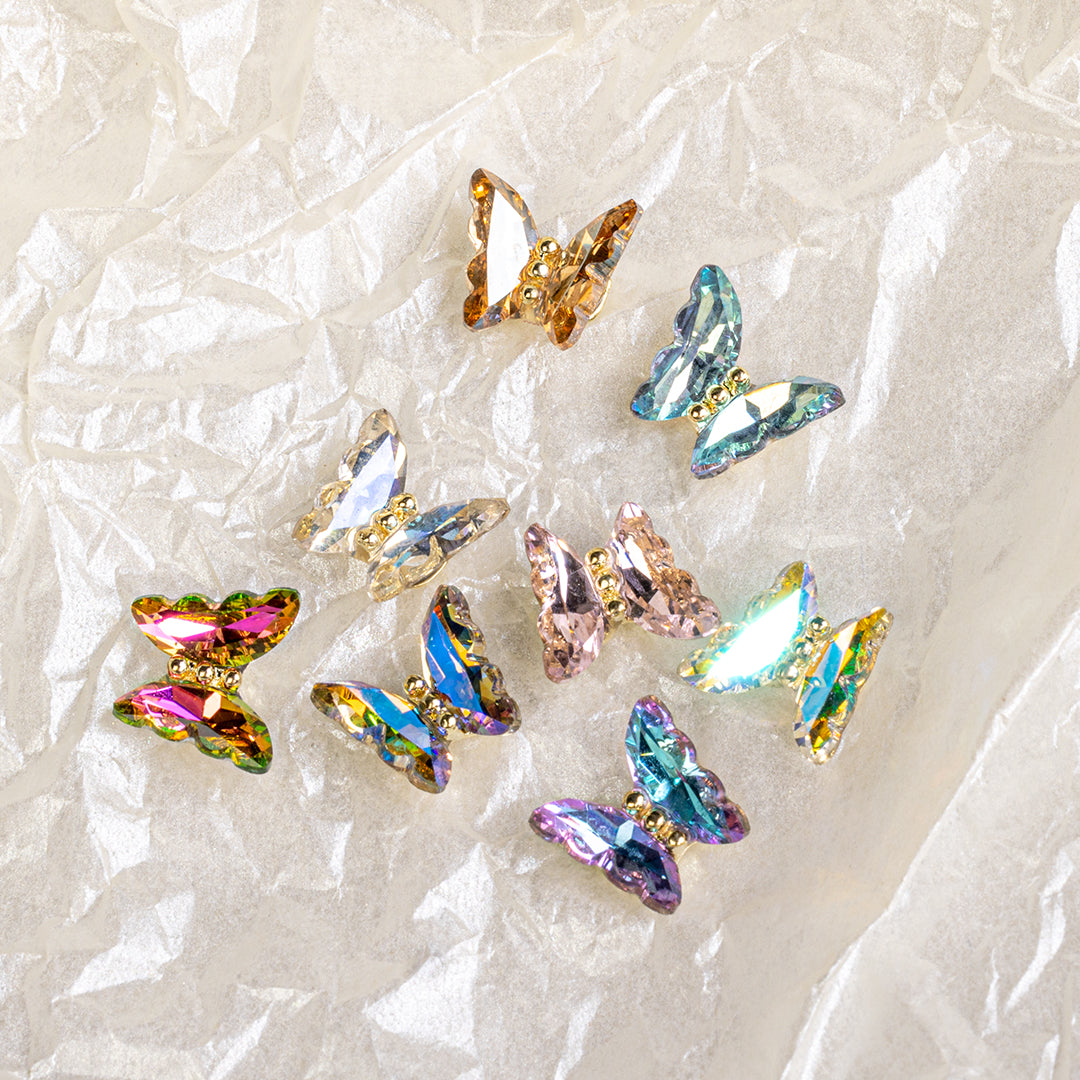 3D Butterfly Shape Glamour Aurora Nail Rhinestones - 图片2