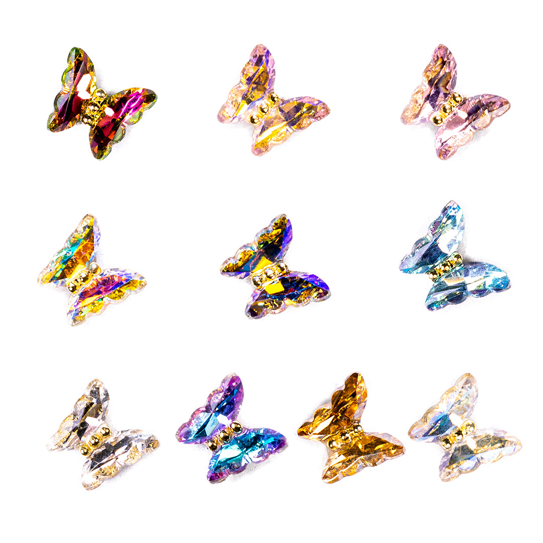 3D Butterfly Shape Glamour Aurora Nail Rhinestones - 图片5