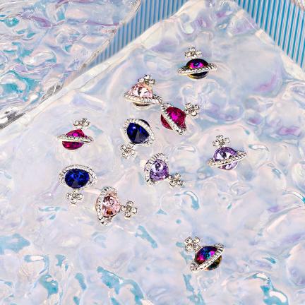 3D Saturn Shape Nail Rhinestones