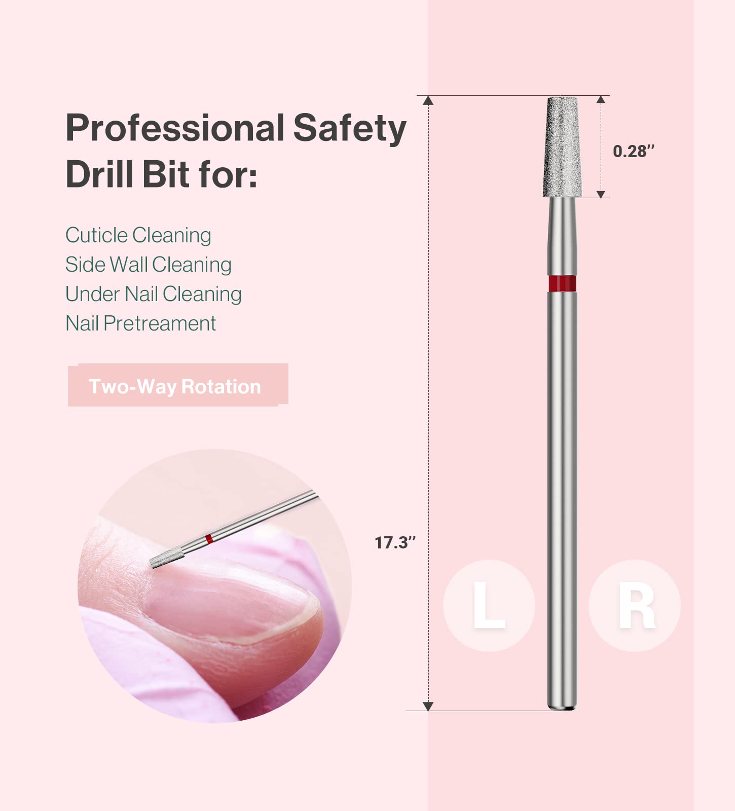 3mm Short Tapered Barrel Carbide Diamond Under Nail Cleaner Nail Drill Bit - 图片3