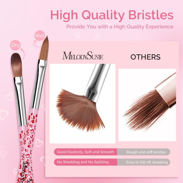 3Pcs Acrylic Nail Brush Set - Pink
