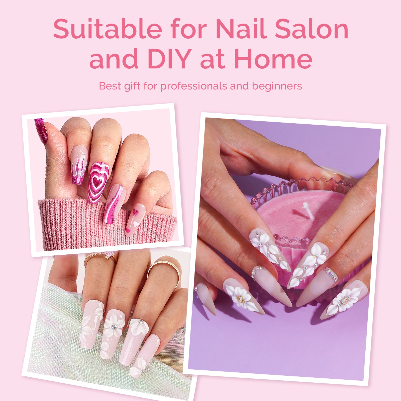 3Pcs Acrylic Nail Brush Set - Pink - 图片6