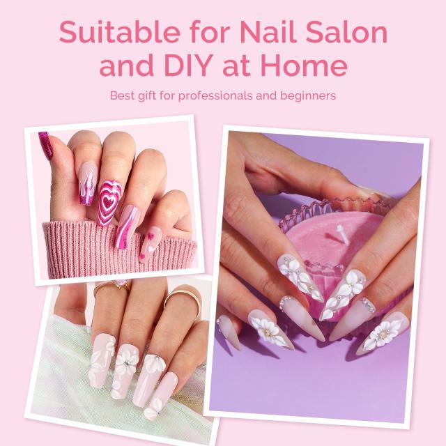 3Pcs Acrylic Nail Brush Set - Pink