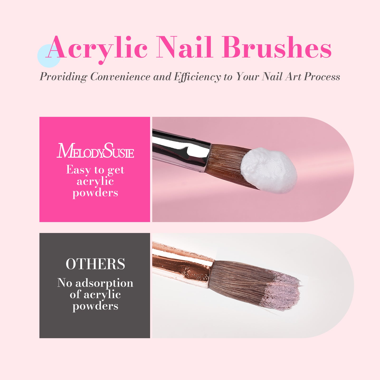 Acrylic Nail Brush Set (3Pcs) - Pink - 图片3