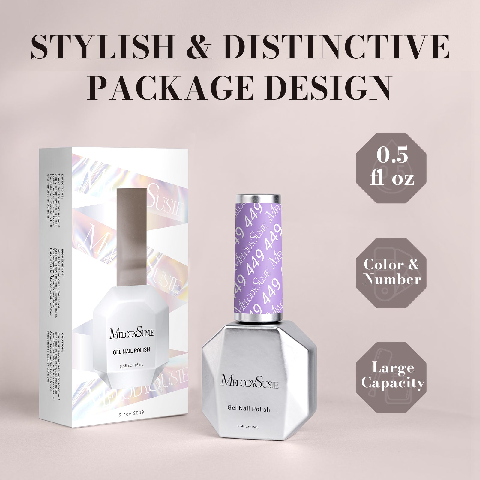 449 Light Purple - TPO-Free Faster UV Curing Gel Nail Polish 0.5 fl oz/15ml - 图片6