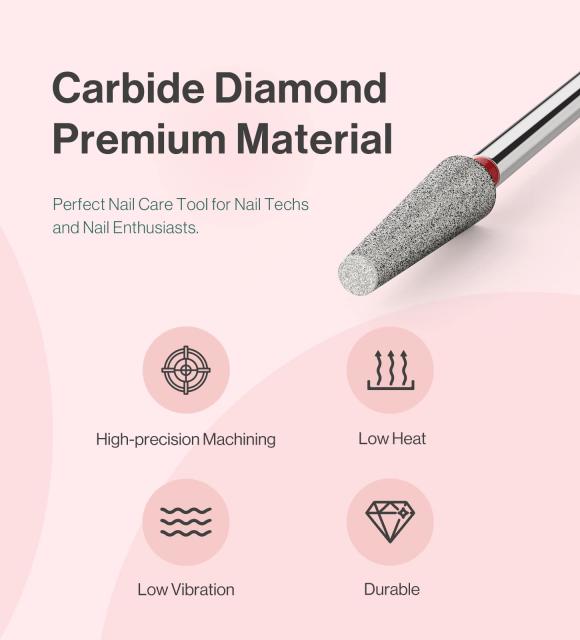 4mm Long Tapered Barrel Carbide Diamond Under Nail Cleaner Nail Drill Bit