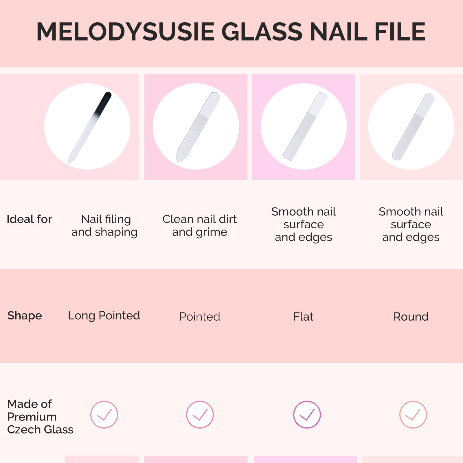 4Pcs Double Sided 360 Grit Glass Nail File Set - 图片2