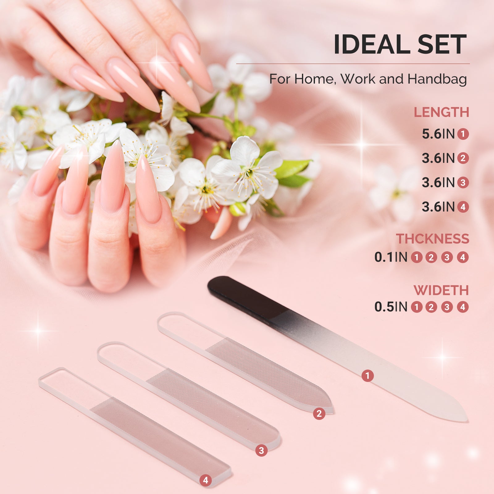 4Pcs Double Sided 360 Grit Glass Nail File Set - 图片3