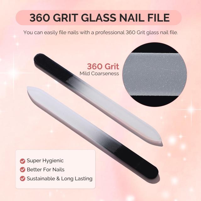 4Pcs Double Sided 360 Grit Glass Nail File Set
