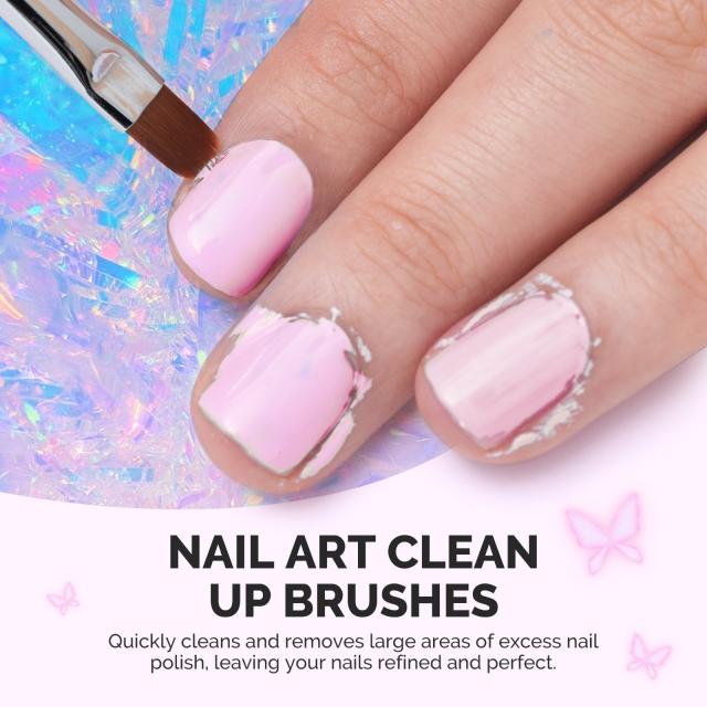4Pcs Nail Art Clean Up Brushes - Flat/Oval/Angled/Carved