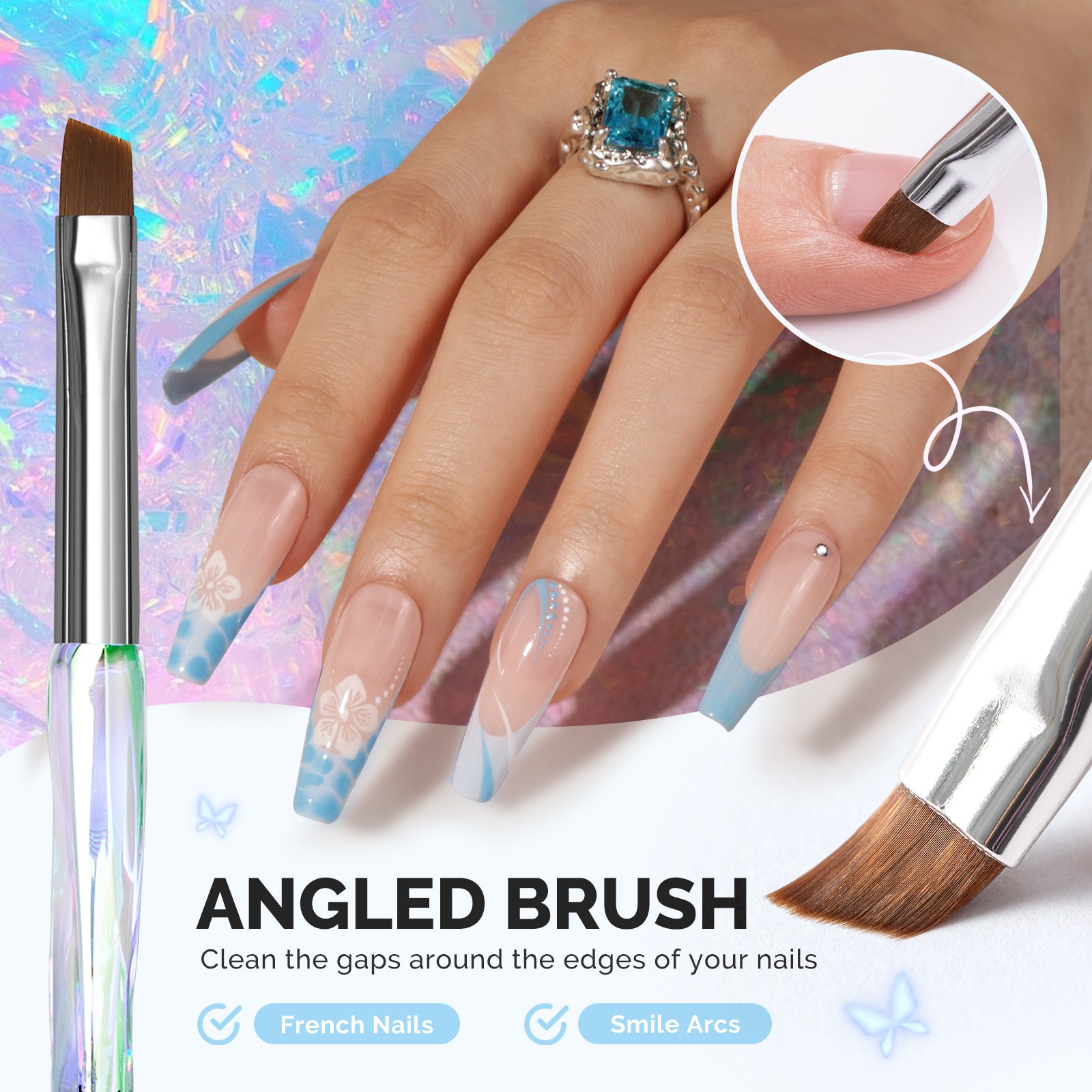 4Pcs Nail Art Clean Up Brushes - Flat/Oval/Angled/Carved - 图片4