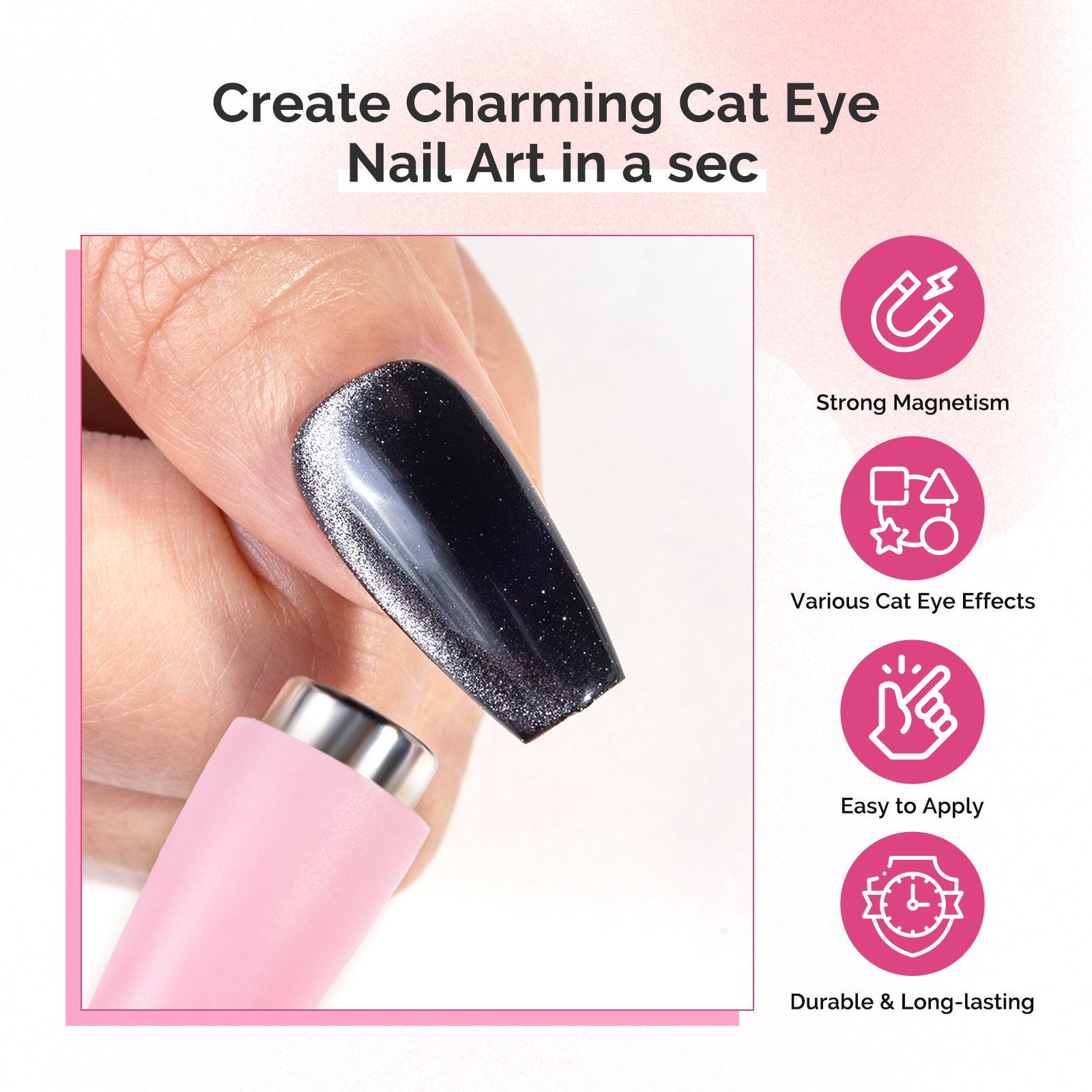 5 in 1 Multifunctional Cat Eye Gel Nail Polish Magnet - Pink - 图片4