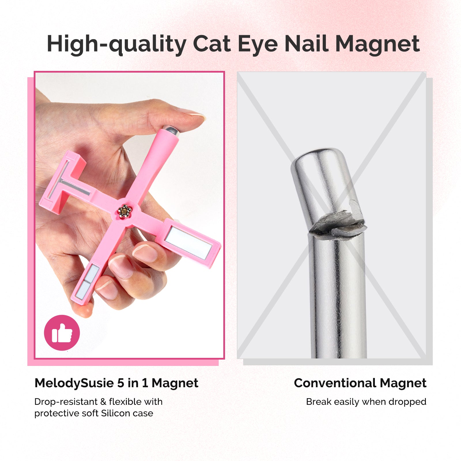 5 in 1 Multifunctional Cat Eye Gel Nail Polish Magnet - Pink - 图片5