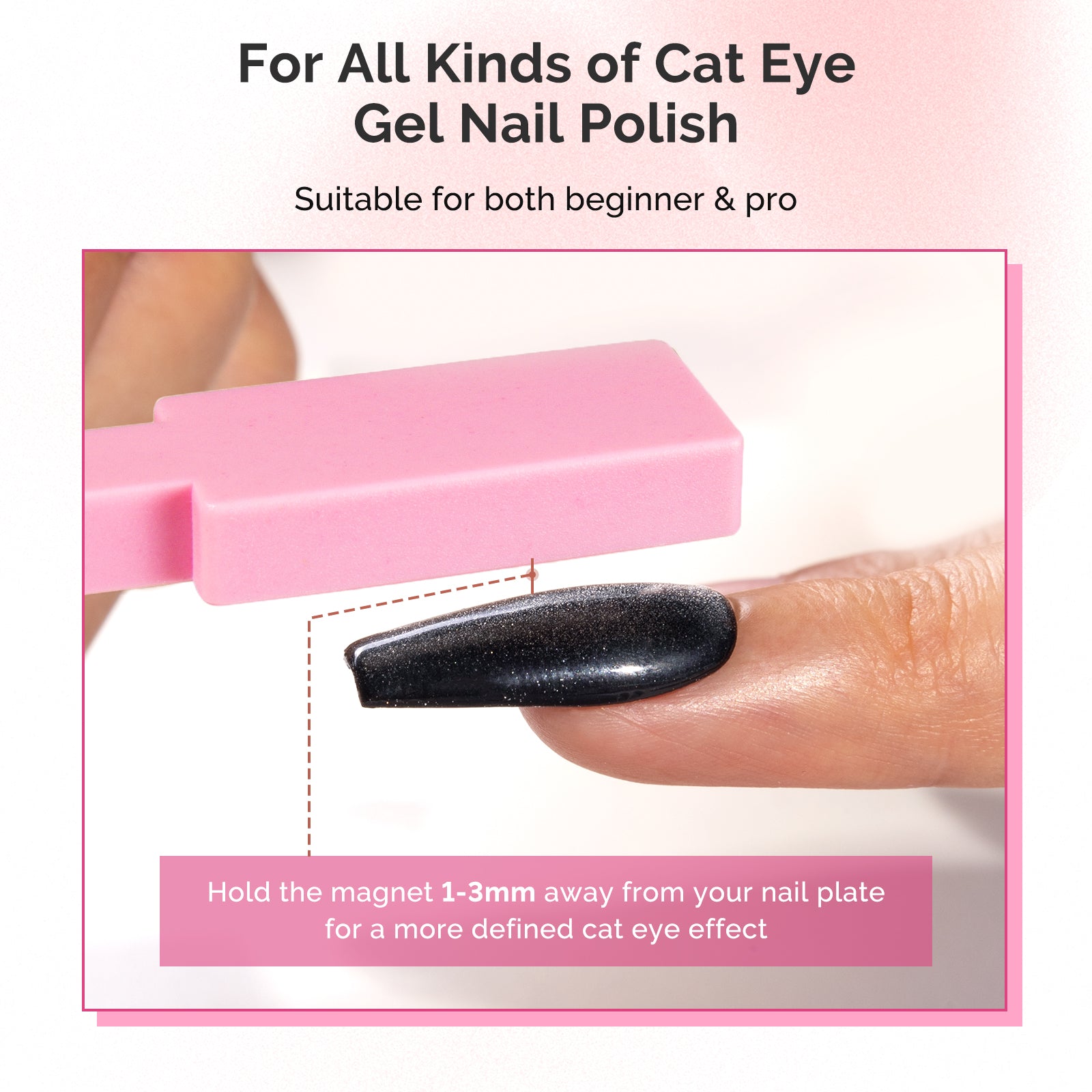 5 in 1 Multifunctional Cat Eye Gel Nail Polish Magnet - Pink - 图片6