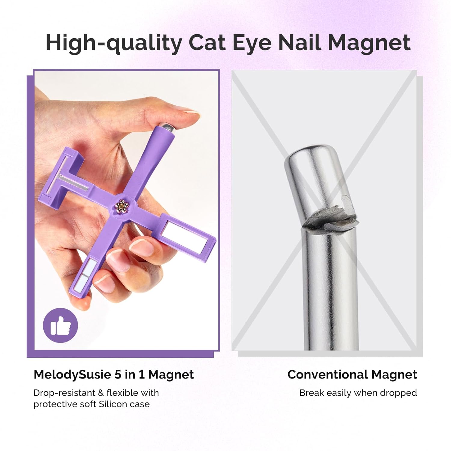 5 in 1 Multifunctional Cat Eye Gel Nail Polish Magnet - Purple - 图片6