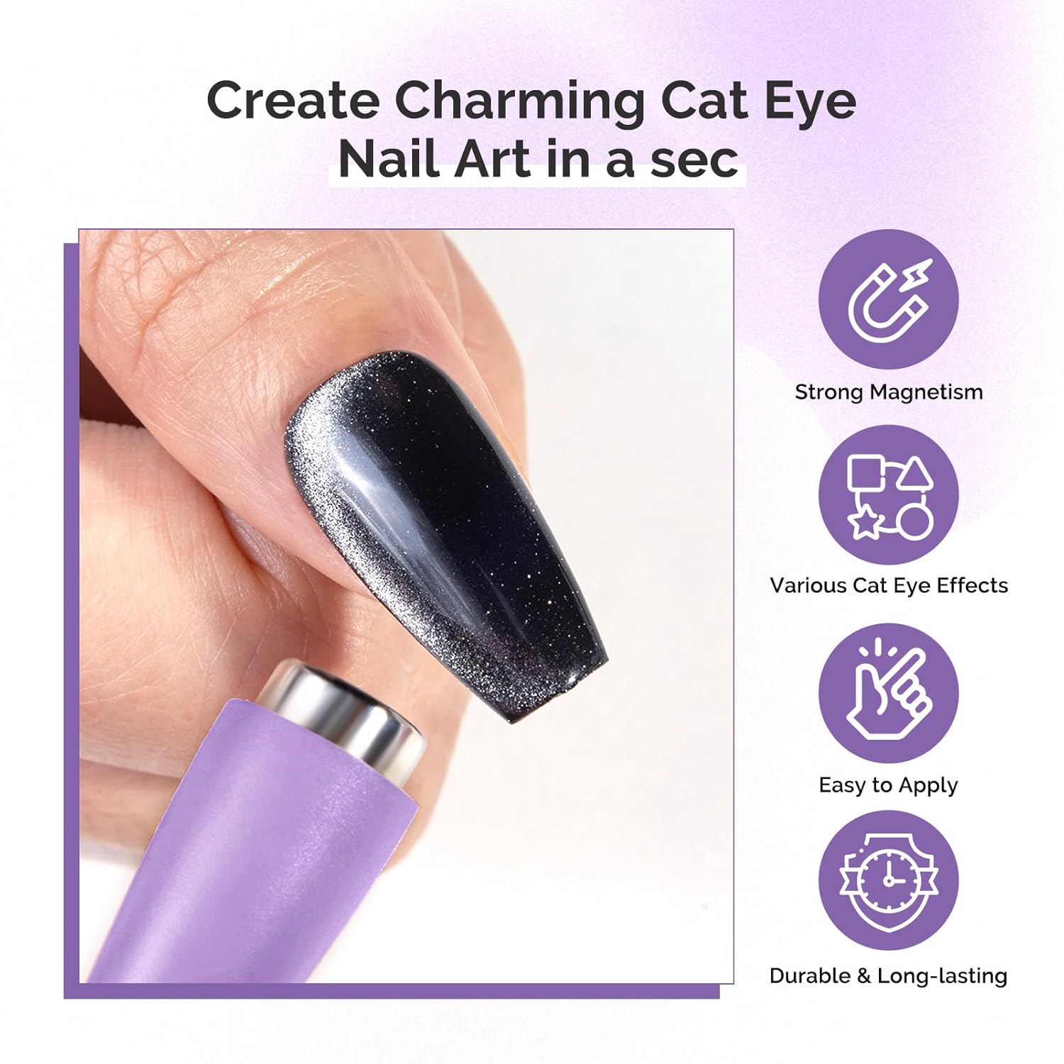 5 in 1 Multifunctional Cat Eye Gel Nail Polish Magnet - Purple - 图片2