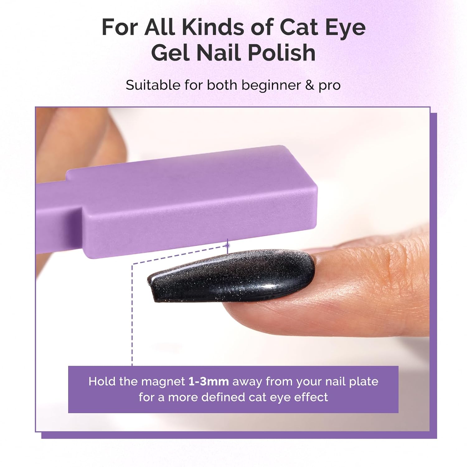 5 in 1 Multifunctional Cat Eye Gel Nail Polish Magnet - Purple - 图片3