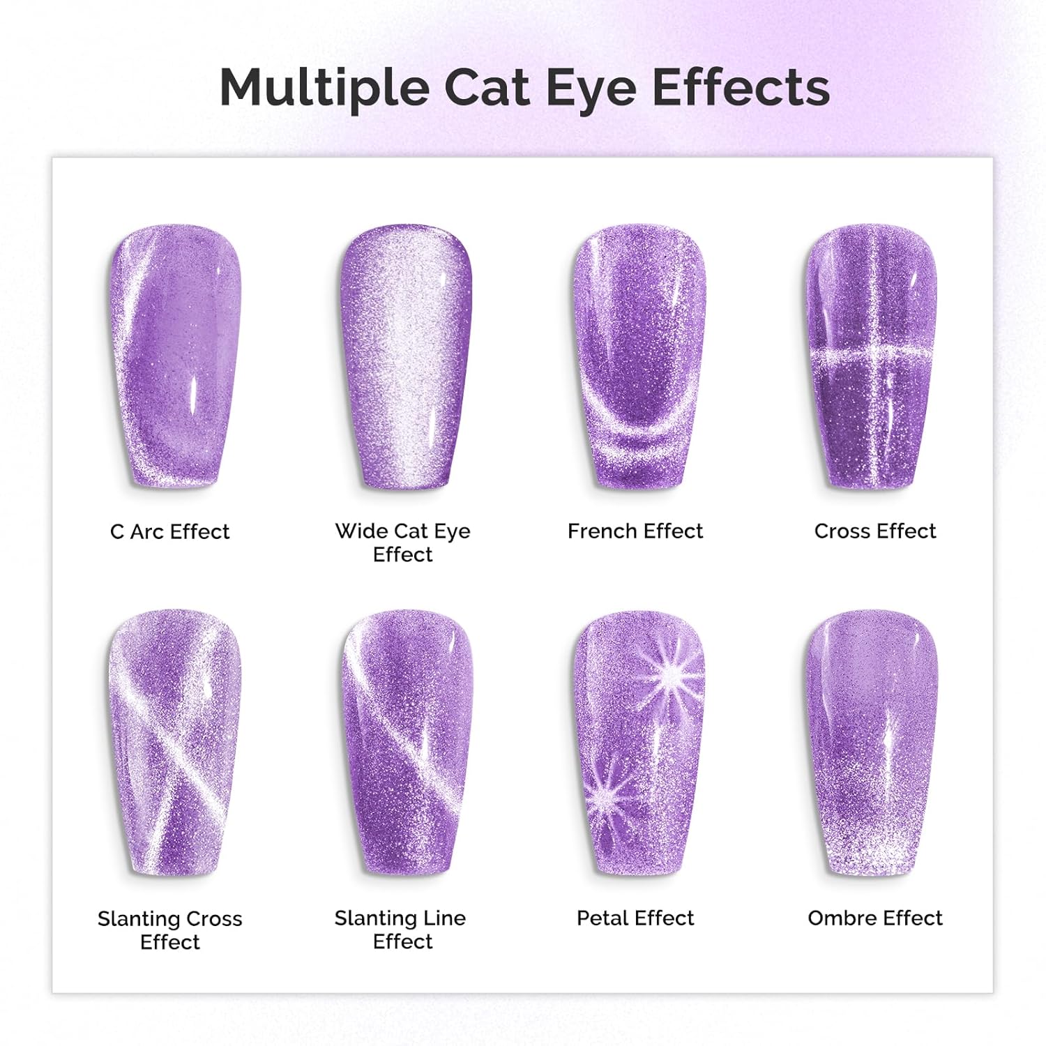5 in 1 Multifunctional Cat Eye Gel Nail Polish Magnet - Purple - 图片5