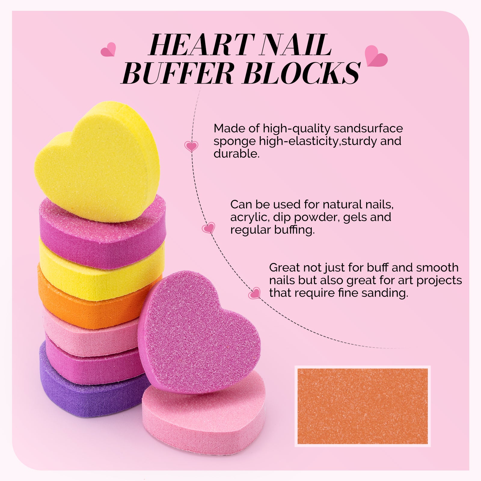 50Pcs Heart Shape Mini Nail Buffer Block 100/180 Grit - 图片5
