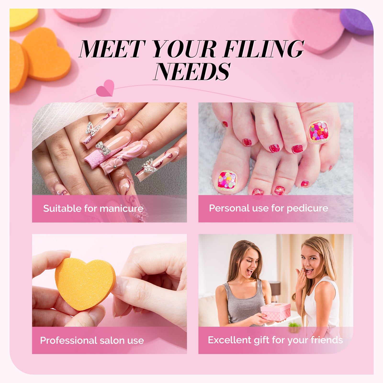 50Pcs Heart Shape Mini Nail Buffer Block 100/180 Grit - 图片10