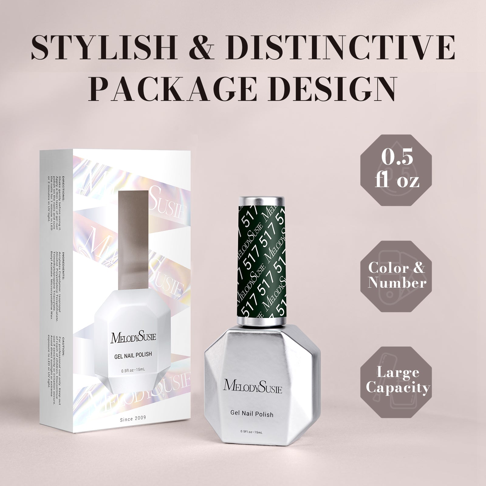 517 Greenish Black - TPO-Free Faster UV Curing Gel Nail Polish 0.5 fl oz/15ml - 图片6