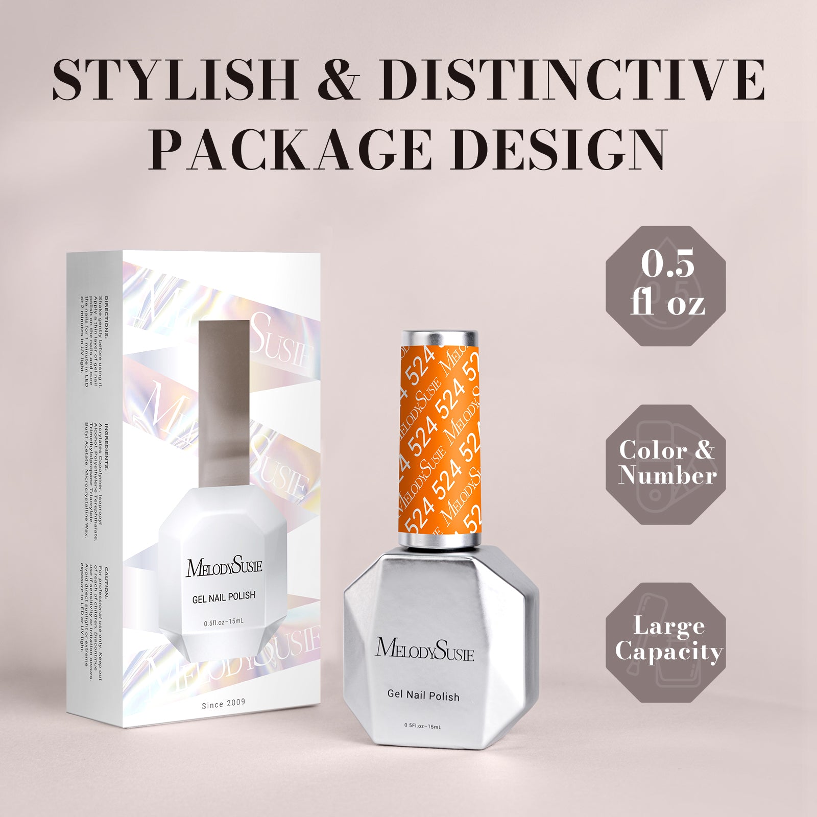 524 Shocking Orange  - TPO-Free Faster UV Curing Gel Nail Polish 0.5 fl oz/15ml - 图片6