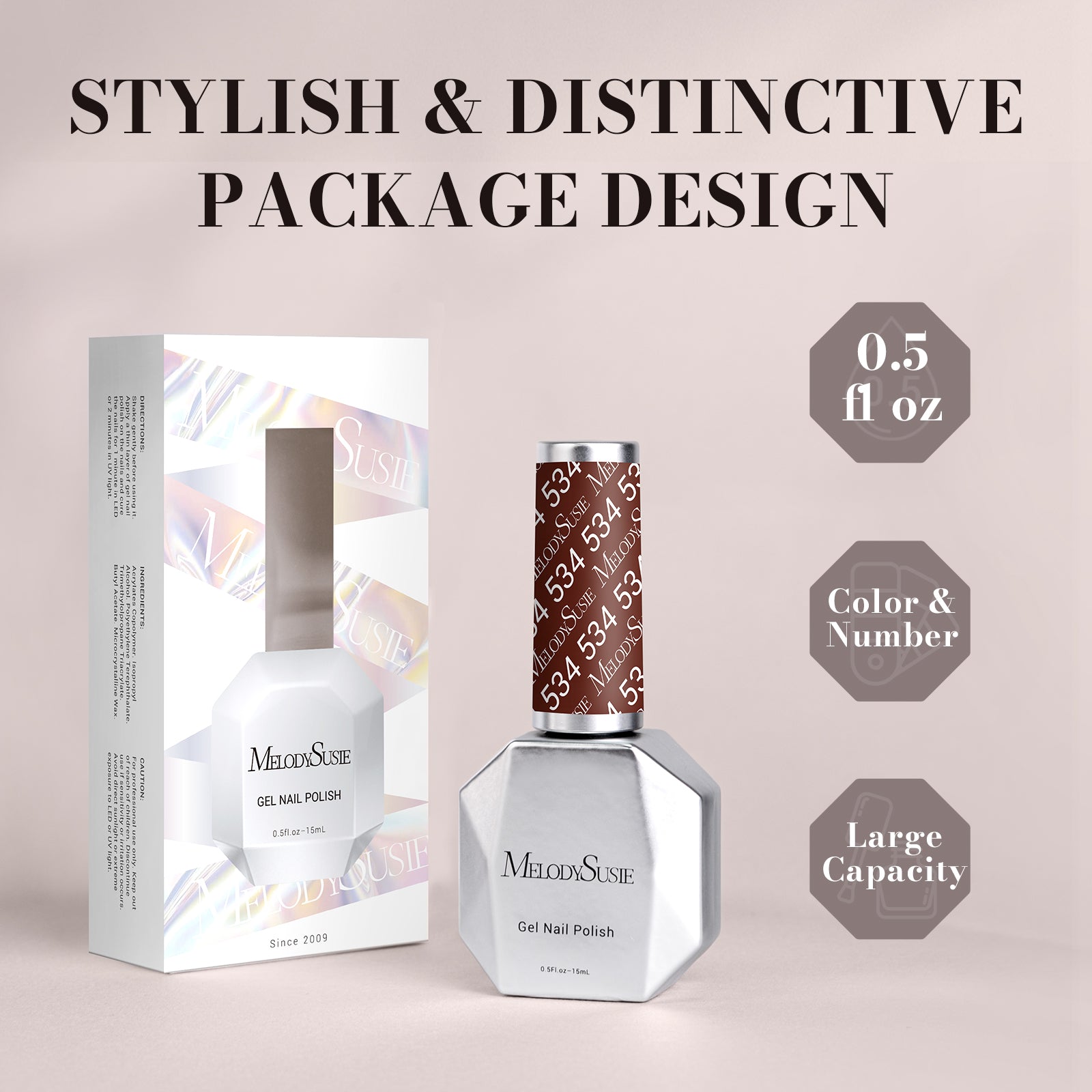 534 Brown - TPO-Free Faster UV Curing Gel Nail Polish 0.5 fl oz/15ml - 图片6