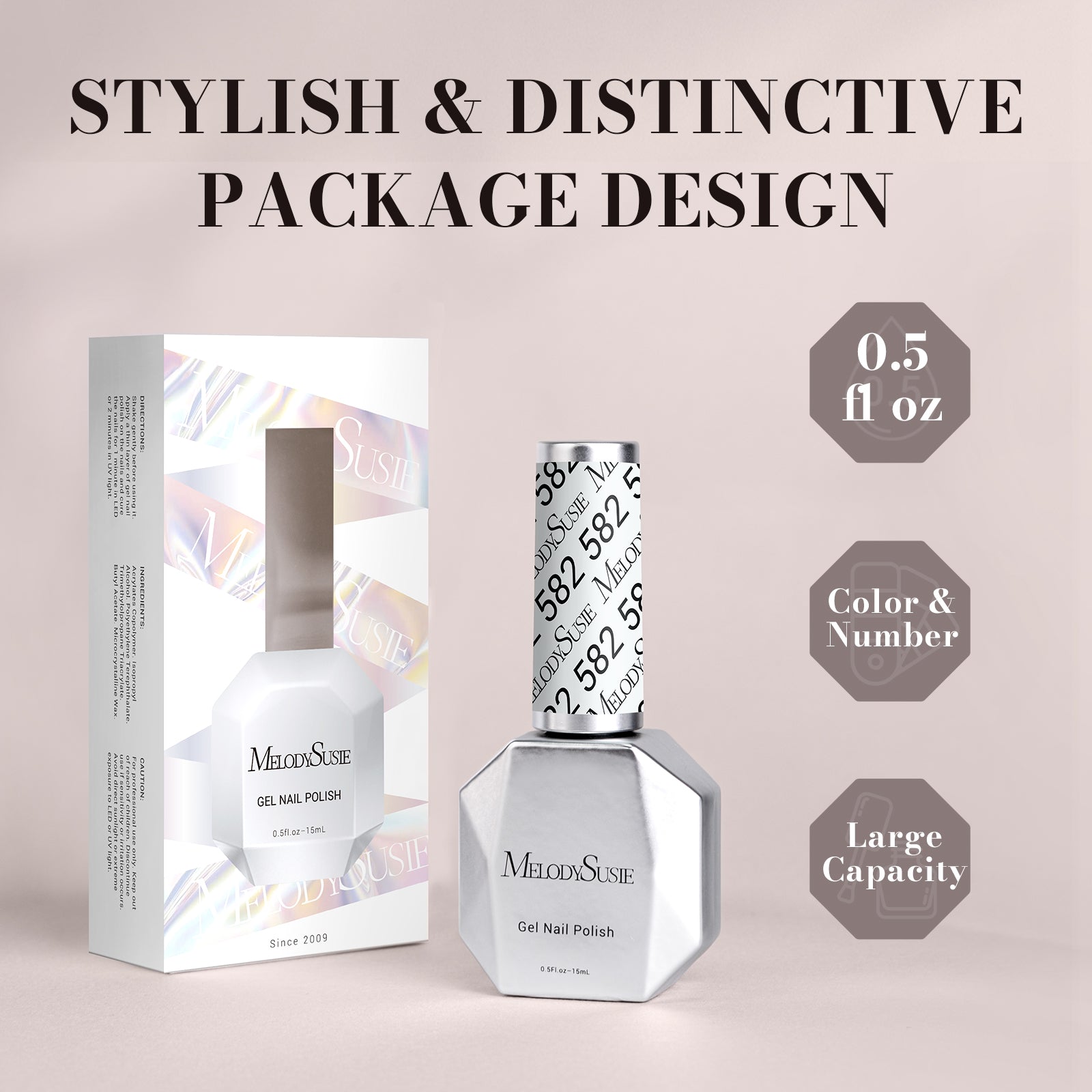 582 Gary White - TPO-Free Faster UV Curing Gel Nail Polish 0.5 fl oz/15ml - 图片6