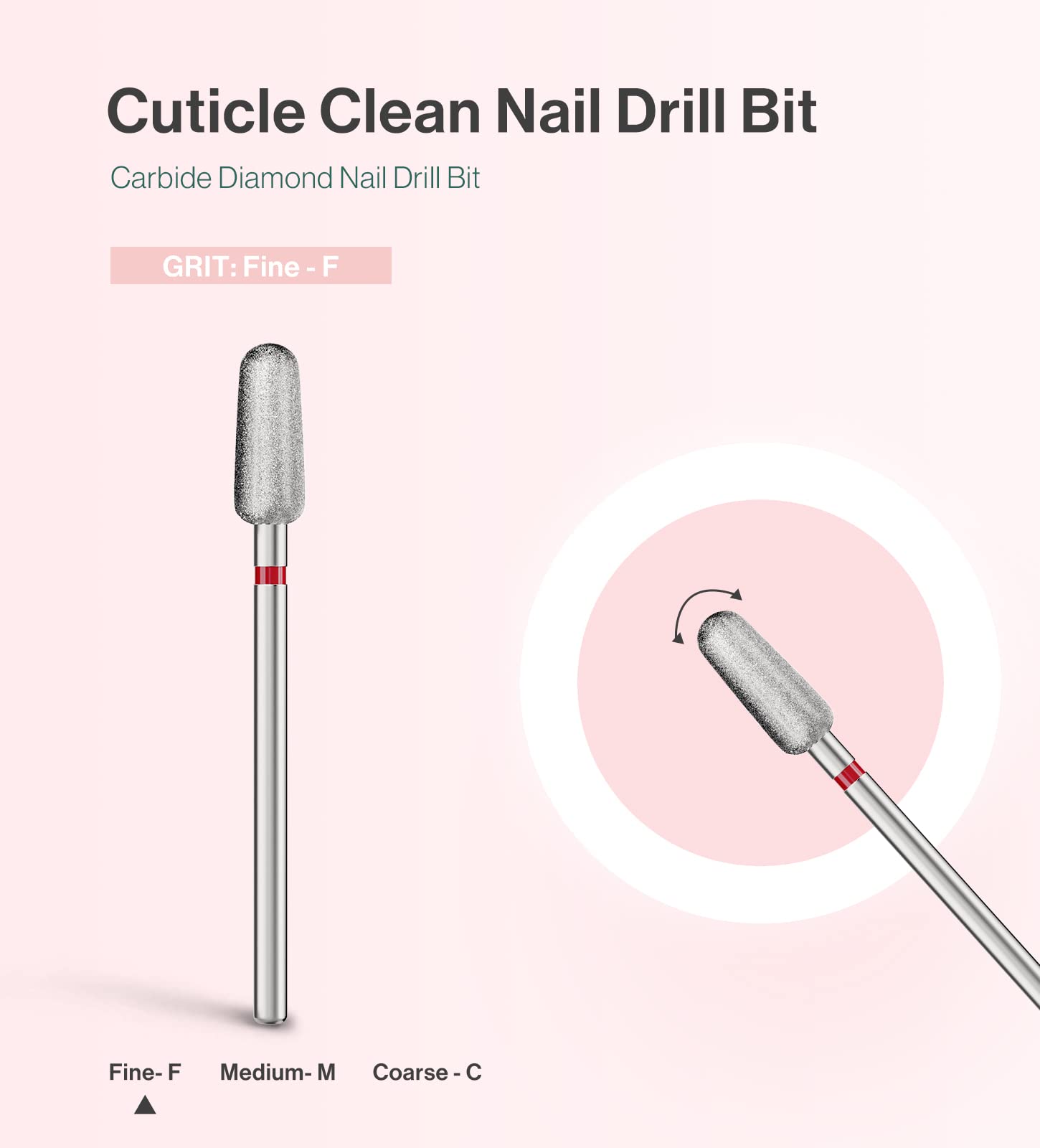 5mm Round Tapered Carbide Diamond Under Nail Cleaner Nail Drill Bit - 图片2