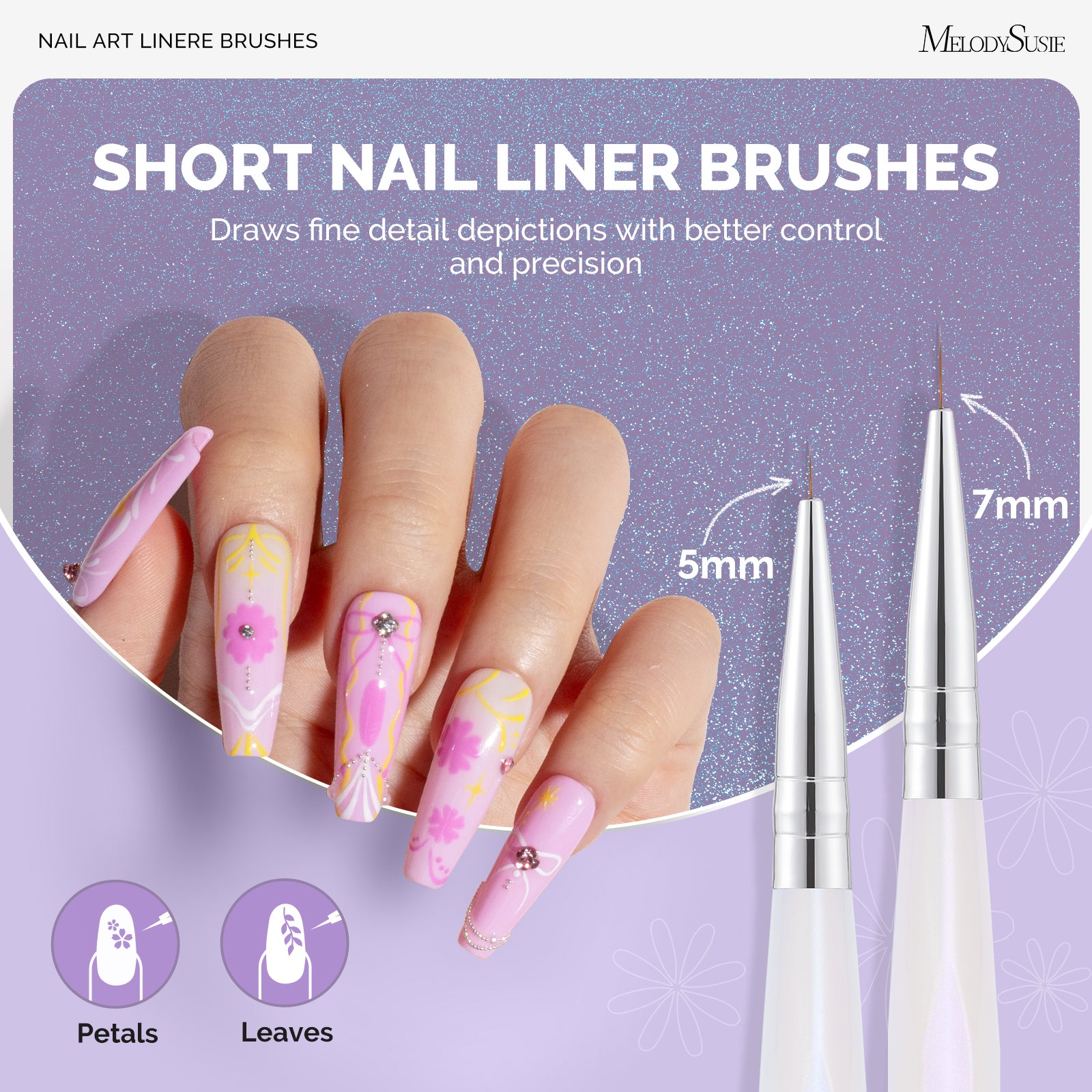 5Pcs Nail Art Liner Brushes - Sizes 5/7/9/11/20mm - 图片5
