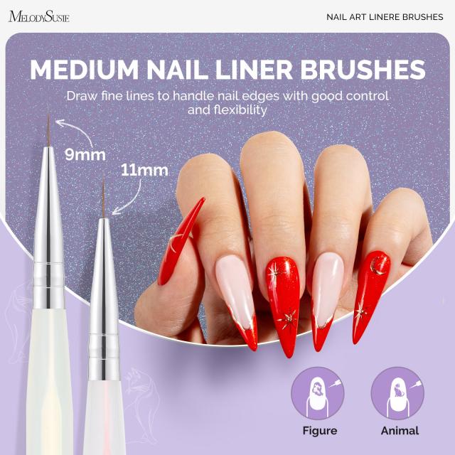 5Pcs Nail Art Liner Brushes - Sizes 5/7/9/11/20mm