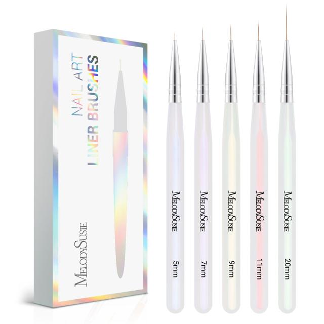 5Pcs Nail Art Liner Brushes - Sizes 5/7/9/11/20mm