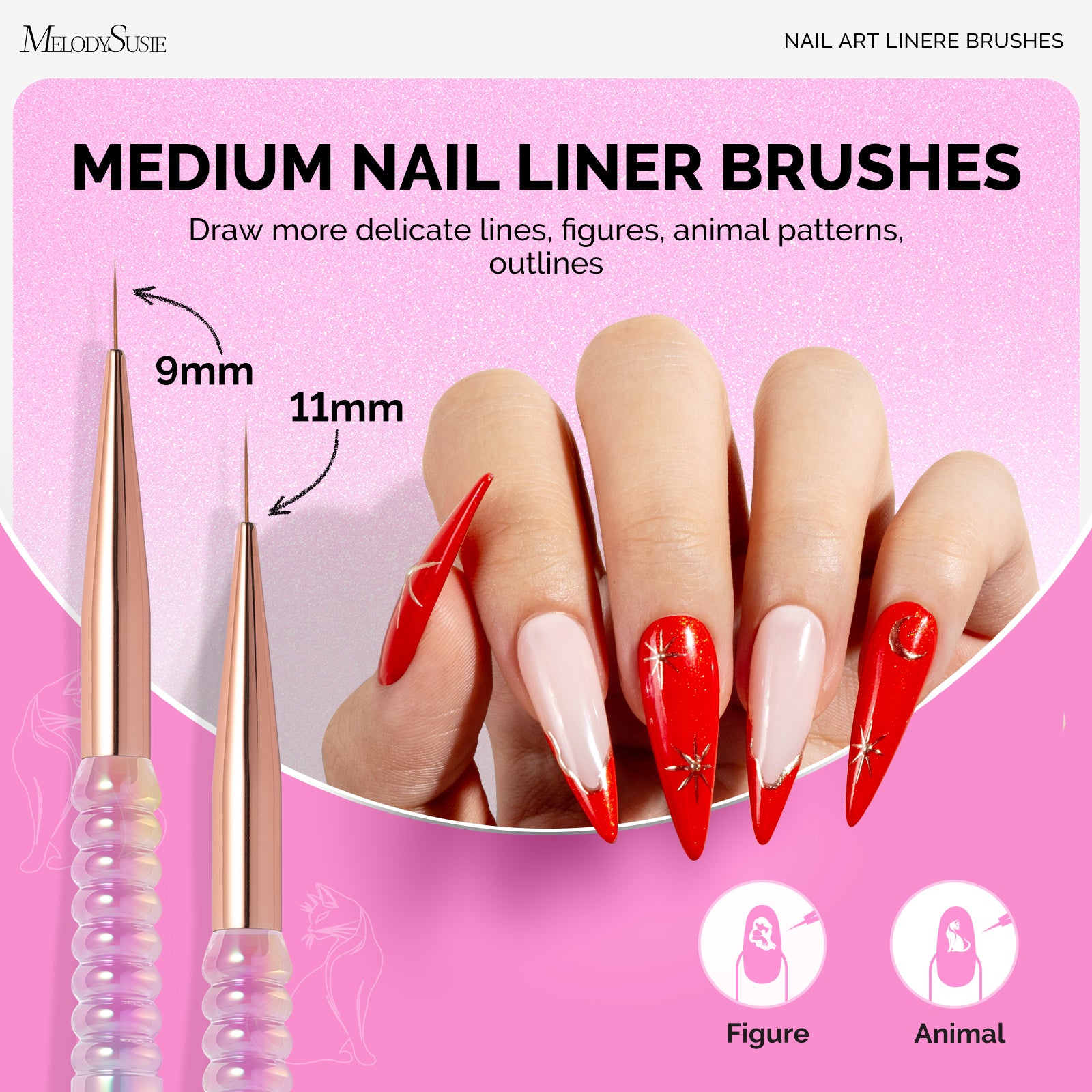 5Pcs Nail Art Liner Brushes with Nail Brush Holder - Sizes 5/7/9/11/20mm - 图片6