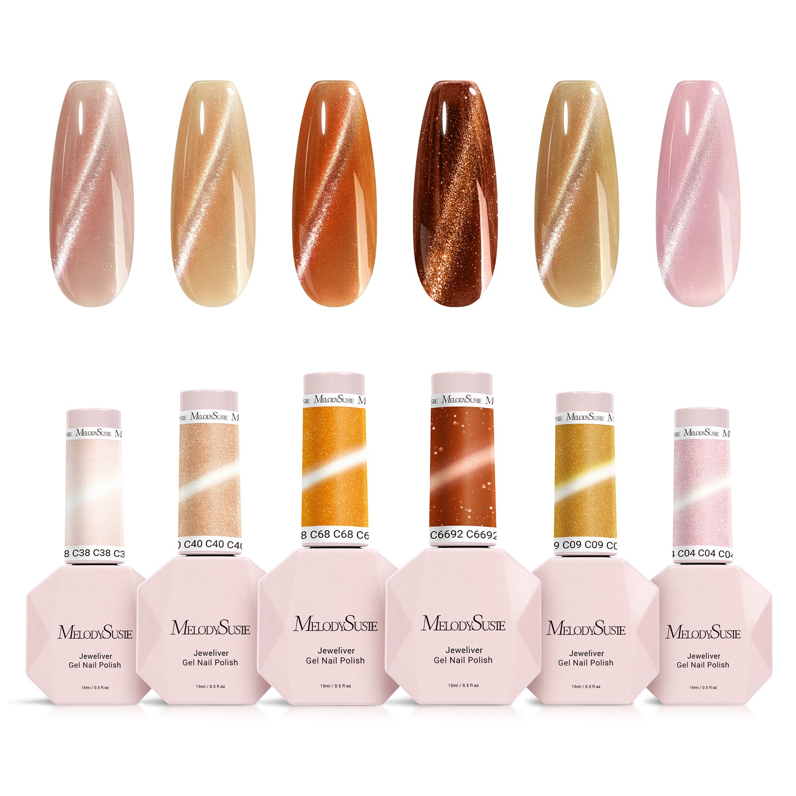 6 Colors Jeweliver Cat Eye Gel Nail Polish Set 0.5 fl oz/15ml - Yellow