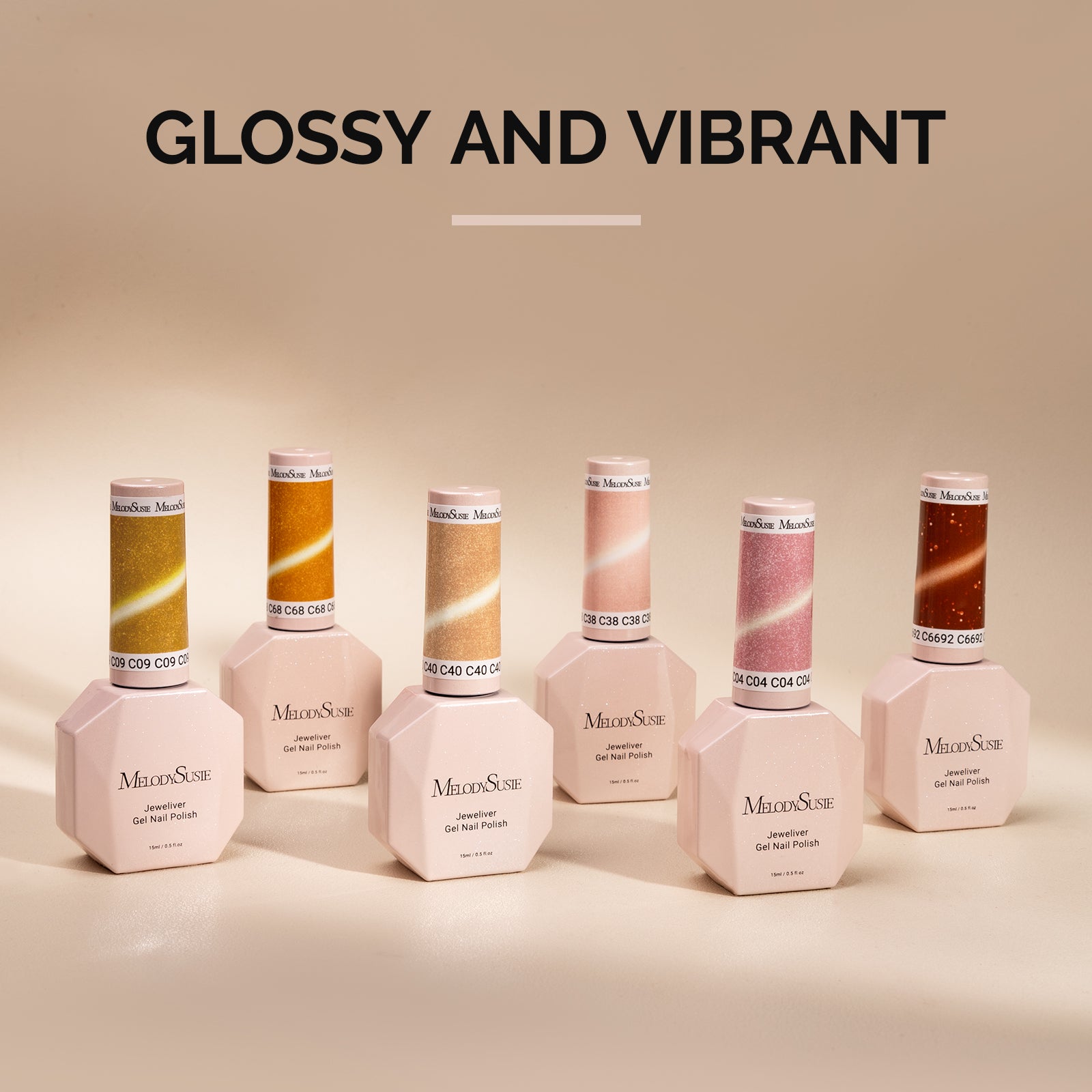 6 Colors Jeweliver Cat Eye Gel Nail Polish Set 0.5 fl oz/15ml - Yellow - 图片2