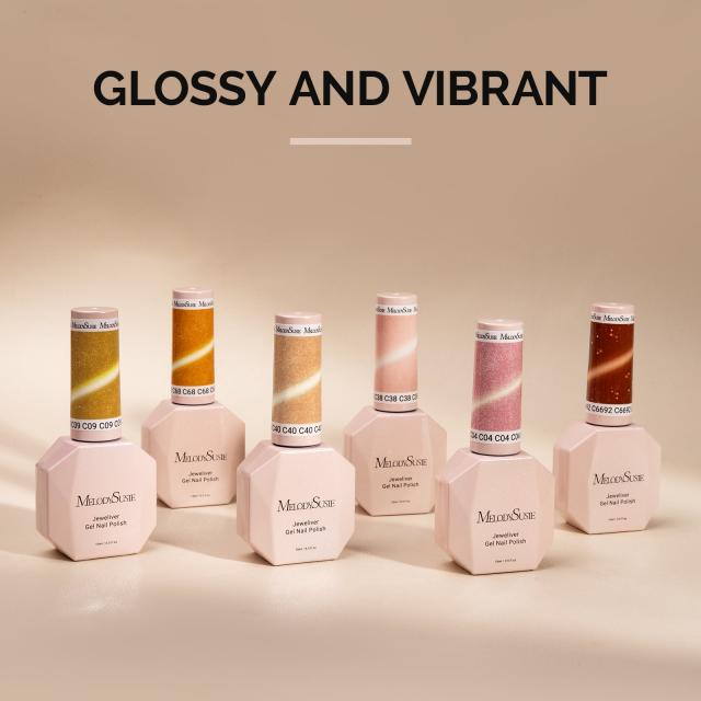 6 Colors Jeweliver Cat Eye Gel Nail Polish Set 0.5 fl oz/15ml - Yellow