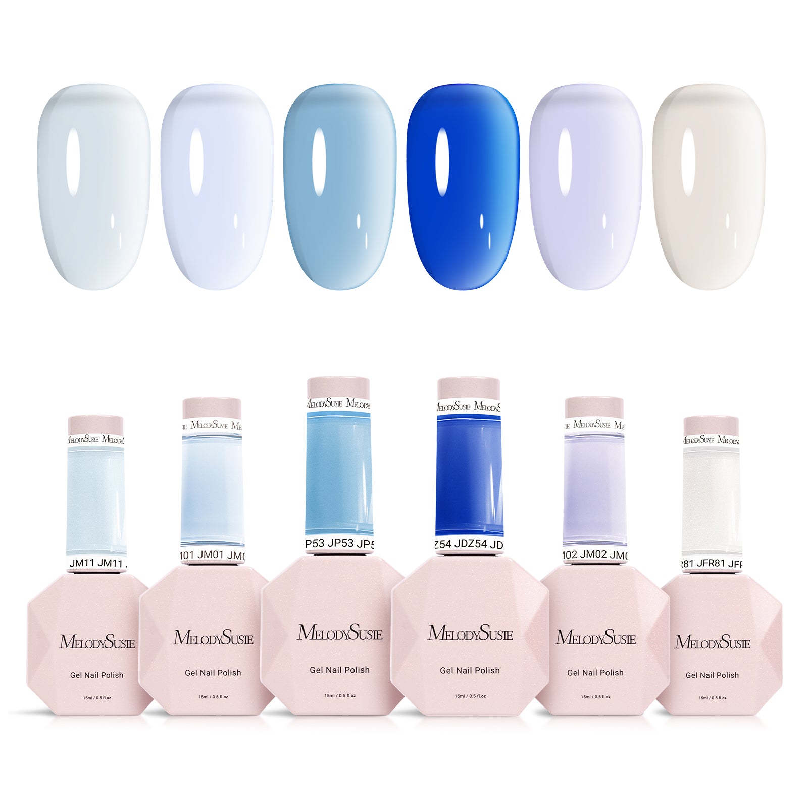 6 Colors Jeweliver Jelly TPO-Free Gel Nail Polish Set 0.5 fl oz/15ml - Blue