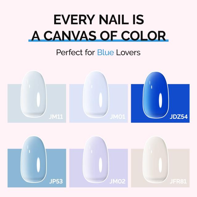 6 Colors Jeweliver Jelly TPO-Free Gel Nail Polish Set 0.5 fl oz/15ml - Blue