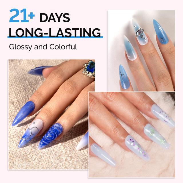 6 Colors Jeweliver Jelly TPO-Free Gel Nail Polish Set 0.5 fl oz/15ml - Blue