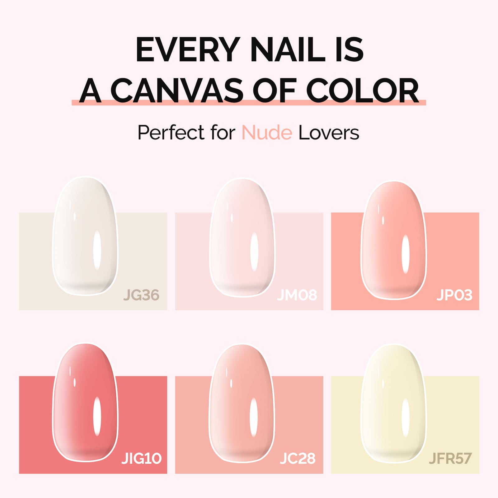 6 Colors Jeweliver Jelly TPO-Free Gel Nail Polish Set 0.5 fl oz/15ml - Nude - 图片3